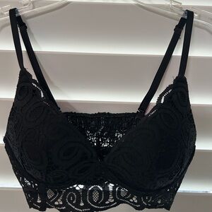 Vintage Pink Victoria Secret Elegant Black Lace Bralette